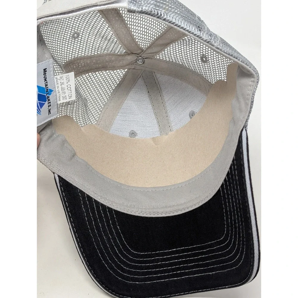 Erickson Manufacturing Trucker Hat Mountain Lakes Black Grey Mesh Adjustable Cap